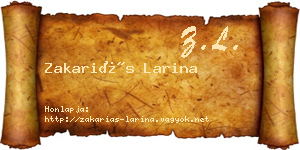 Zakariás Larina névjegykártya